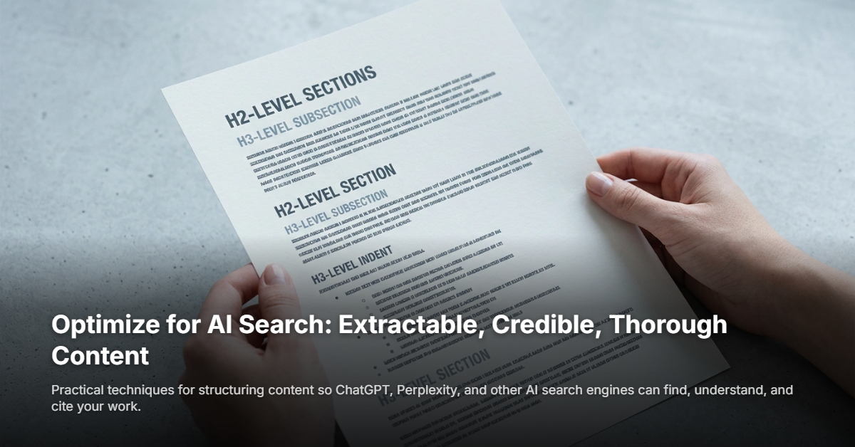 Optimize for AI Search: Extractable, Credible, Thorough Content